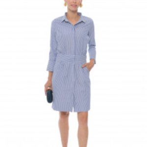 GRETCHEN SCOTT Breezy Blouson Navy and White Striped Shirt Dress XS